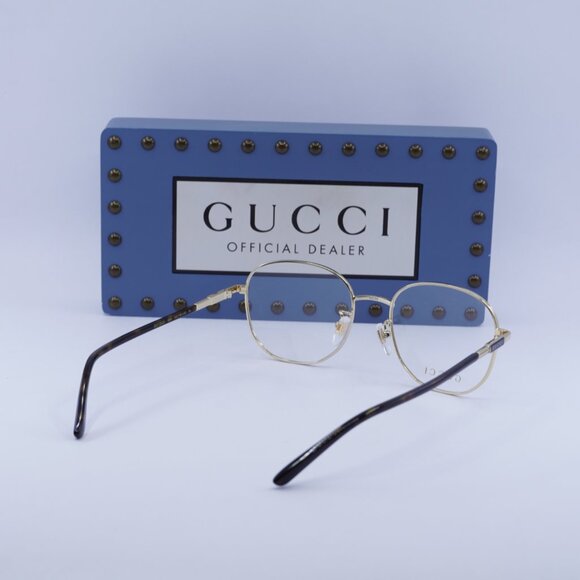Gucci GG1352O 004 Rectangle Eyeglasses - Gold/Dark Havana 53mm - Picture 11 of 12